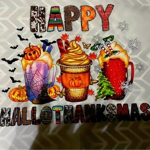 Sublimation HAPPY HALLOTHANKSMAS on flag. Pole not included